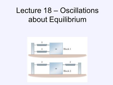 Lecture 18 – Oscillations about Equilibrium