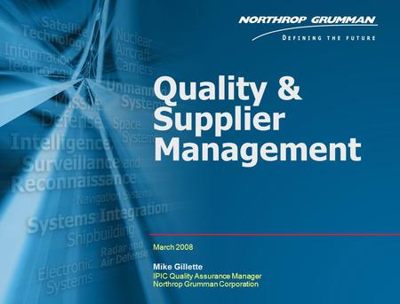 Quality & Supplier Management