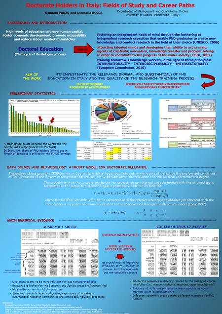 Department of Management and Quantitative Studies University of Naples “Parthenope” (Italy) -Doctorate relevance is directly related to the quality of.