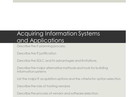 Acquiring Information Systems and Applications