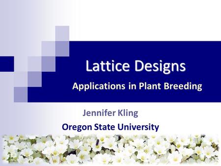 Applications in Plant Breeding