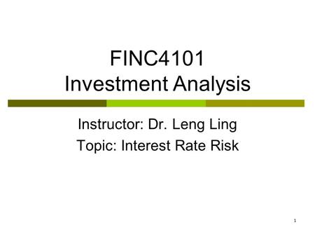 FINC4101 Investment Analysis