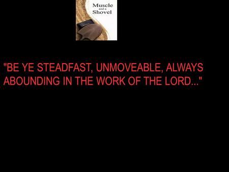 BE YE STEADFAST, UNMOVEABLE, ALWAYS ABOUNDING IN THE WORK OF THE LORD