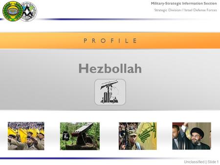 Military-Strategic Information Section Strategic Division // Israel Defense Forces Unclassified || Slide 1 Hezbollah P R O F I L E.