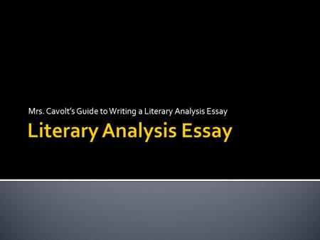 Literary Analysis Essay