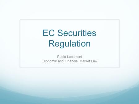 EC Securities Regulation