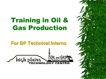 Training in Oil & Gas Production For BP Technical Interns.