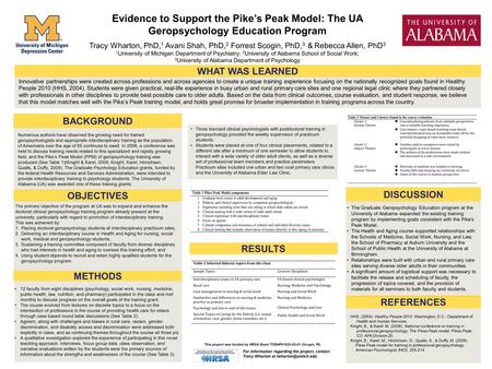 HHS. (2004). Healthy People 2010. Washington, D.C.: Department of Health and Human Services. Knight, B., & Karel, M. (2006). National conference on training.