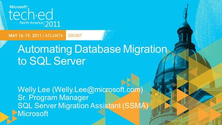 DBI307. We moved nine-terabyte system migrated from Oracle using SSMA that resulted in significant TCO savings. We were going for Better - Faster -