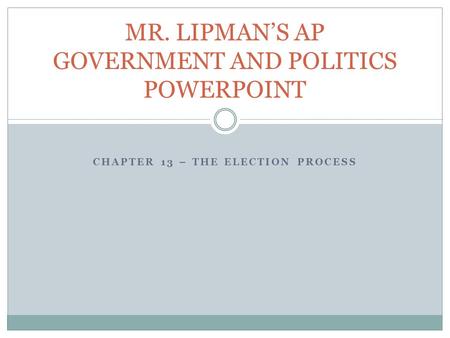 MR. LIPMAN’S AP GOVERNMENT AND POLITICS POWERPOINT