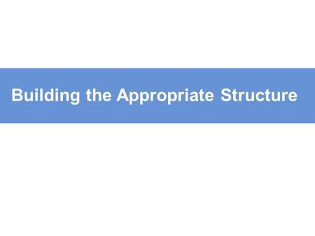 Strategies to achieve social impact Building the Appropriate Structure.