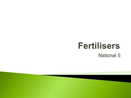 National 5.  Chemistry is extremely important to the future of food production. As the population of the world increases, more efficient ways of producing.