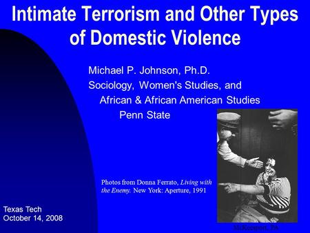 Intimate Terrorism and Other Types of Domestic Violence