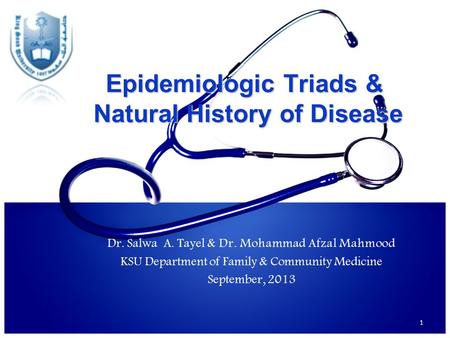 Epidemiologic Triads & Natural History of Disease