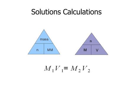 Solutions Calculations. Questions 1.What mass of NaOH is needed to make 350 mL of 0.45 mol/L NaOH solution? 2.What is the molarity if 25 g of KClO 3 is.