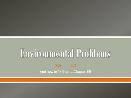  And how to fix them… Chapter 55.  In the past – deciduous forests have been impacted  Today, it is more a problem in the tropics  Subsistence agriculture.