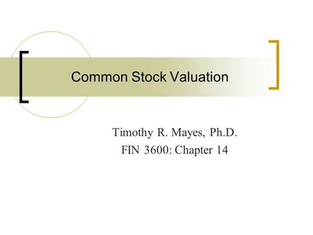 Common Stock Valuation