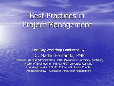 Best Practices in Project Management