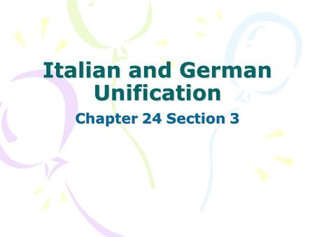 Italian and German Unification