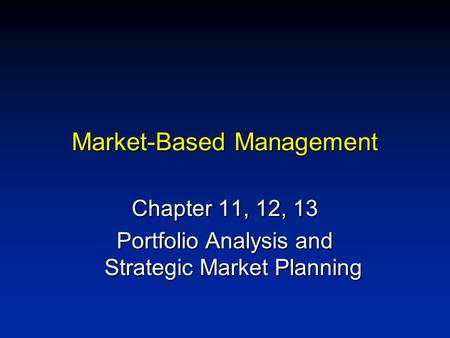 Market-Based Management