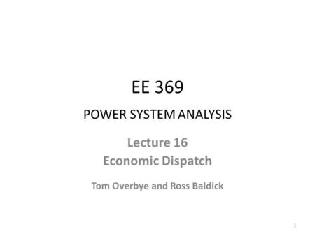 EE 369 POWER SYSTEM ANALYSIS