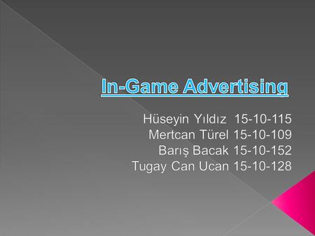  In-game advertising is serving ads into a game environment. For some 3D games, in- game ads appear as posters or billboards in the virtual world. For.