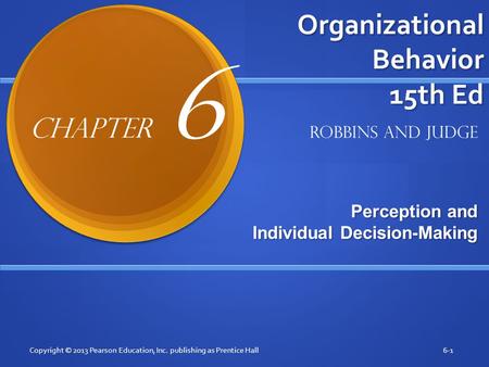 Organizational Behavior 15th Ed