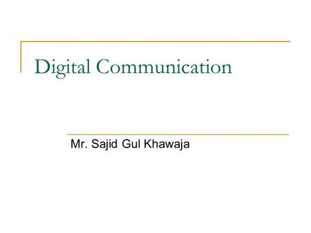 Digital Communication