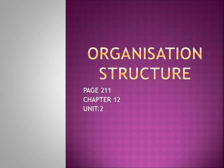 ORGANISATION STRUCTURE