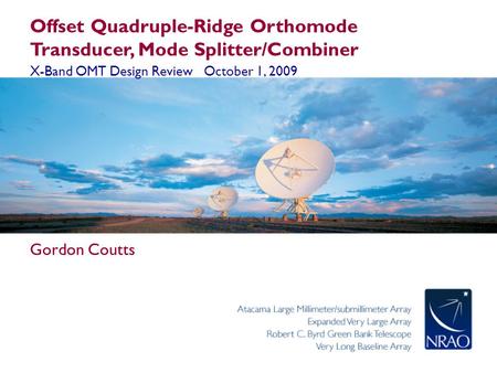 Offset Quadruple-Ridge Orthomode Transducer, Mode Splitter/Combiner