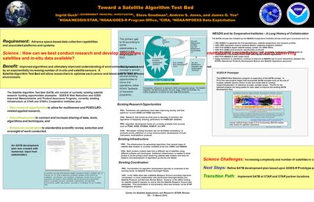 Center for Satellite Applications and Research (STAR) Review 09 – 11 March 2010 Toward a Satellite Algorithm Test Bed Ingrid Guch 1 (GOVERNMENT PRINCIPAL.