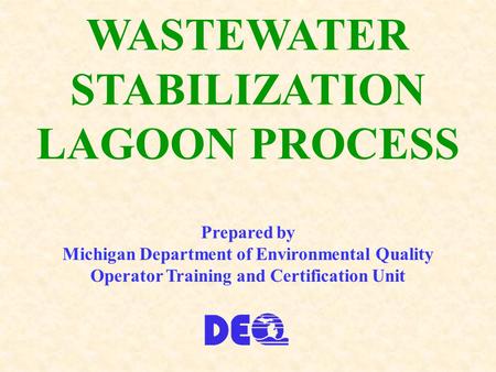 WASTEWATER STABILIZATION LAGOON PROCESS