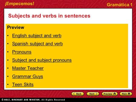 Subjects and verbs in sentences