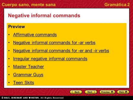 Negative informal commands