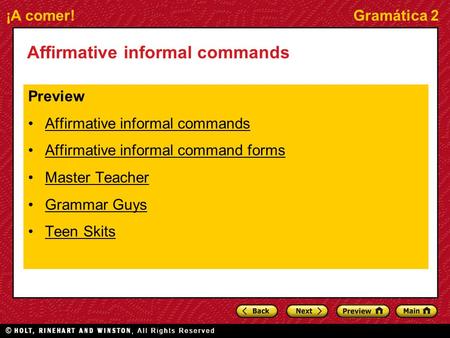 Affirmative informal commands