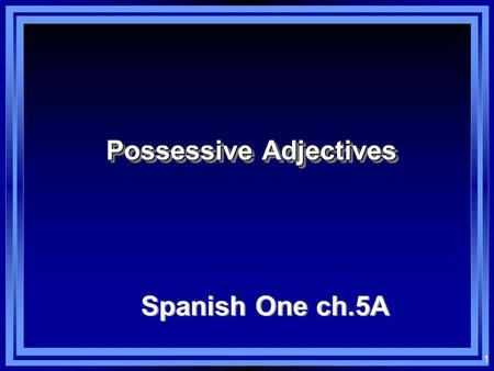 Possessive Adjectives