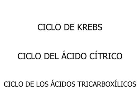 CICLO DEL ÁCIDO CÍTRICO