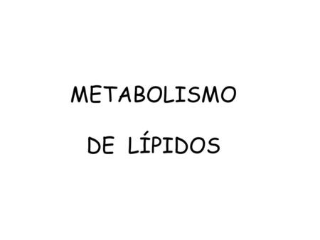 METABOLISMO DE LÍPIDOS.