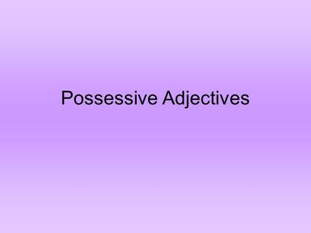 Possessive Adjectives