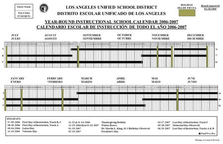 JULY JULIO AUGUST AGOSTO SEPTEMBER SEPTIEMBRE OCTOBER OCTUBRE NOVEMBER NOVIEMBRE DECEMBER DICIEMBRE LOS ANGELES UNIFIED SCHOOL DISTRICT DISTRITO ESCOLAR.