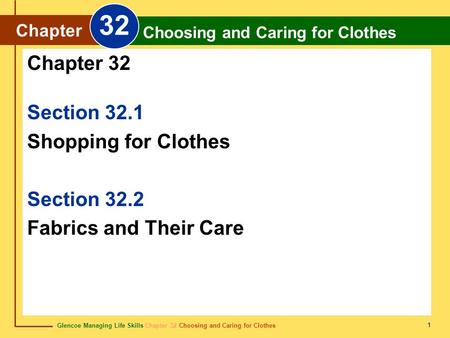 32 Chapter 32 Section 32.1 Shopping for Clothes Section 32.2