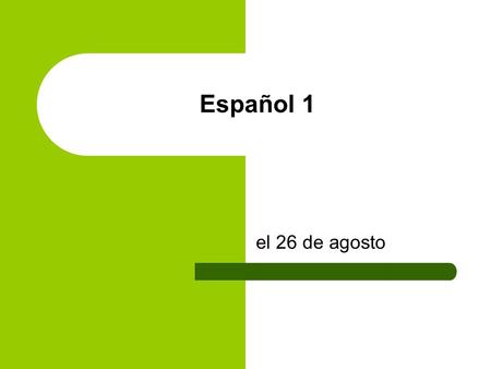 Español 1 el 26 de agosto. Bell Dinger el 8 de septiembre Translate: 1. Hi! My name is John. 2. How are you? 3. Whats your name? 4. See you later. 5.