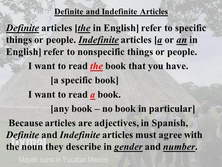 Definite and Indefinite Articles