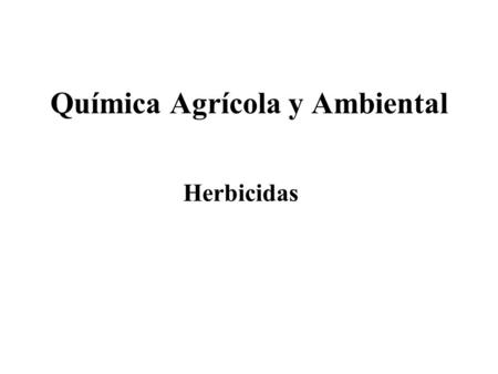 Química Agrícola y Ambiental