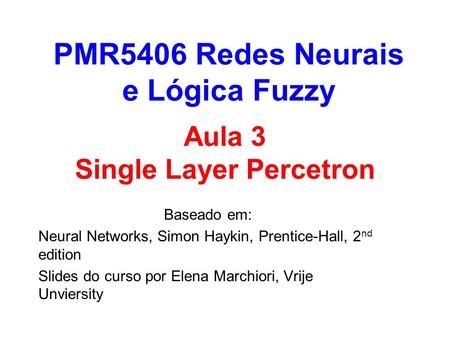 Aula 3 Single Layer Percetron