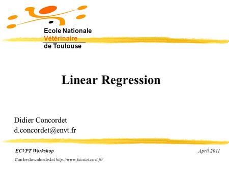 Ecole Nationale Vétérinaire de Toulouse Linear Regression