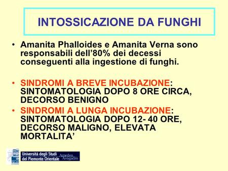 INTOSSICAZIONE DA FUNGHI