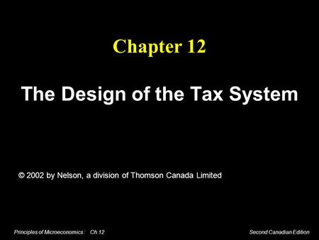 The Design of the Tax System