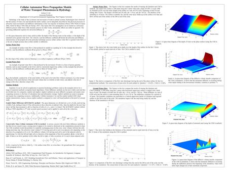 Cellular Automaton Wave Propagation Models of Water Transport Phenomena in Hydrology Robert N. Eli Associate Professor Department of Civil and Environmental.