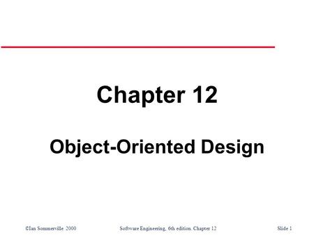 Object-Oriented Design